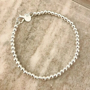 925 Sterling Silver Bead Bracelet 4 mm Ball Bracelet Small Round Bead Bracelet